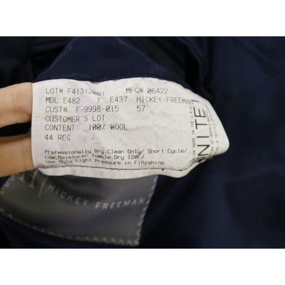 Hickey Freeman Solid Navy Blue 3-Btn Blazer Jacket 44R - Picture 8 of 8